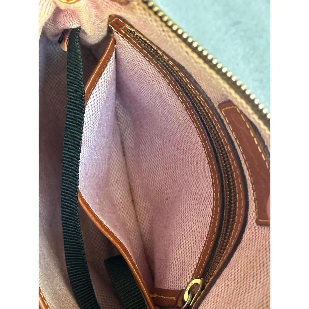 Dooney & Bourke Pebble Leather Crossbody Bag Taupe Brown Front Zip Pocket